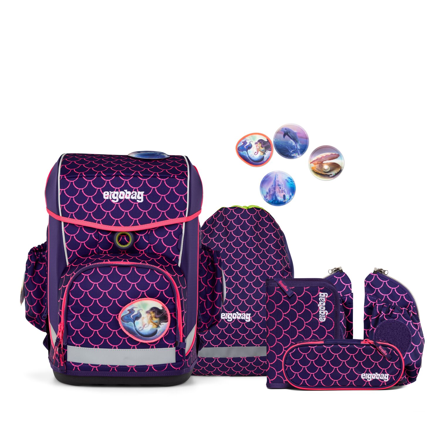 ergobag cubo light LUMI Edition Schulranzen Set 6-teilig 2025 PerlentauchBär