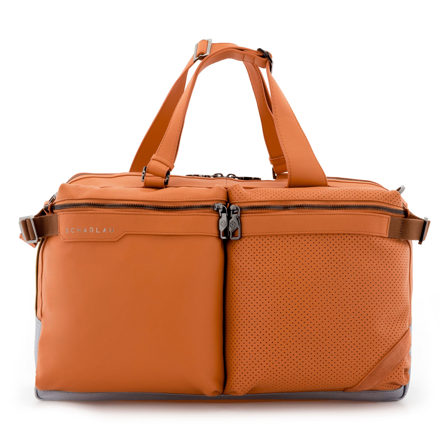 SCHARLAU Slackline MERAYO Leder-Reisetasche Orange