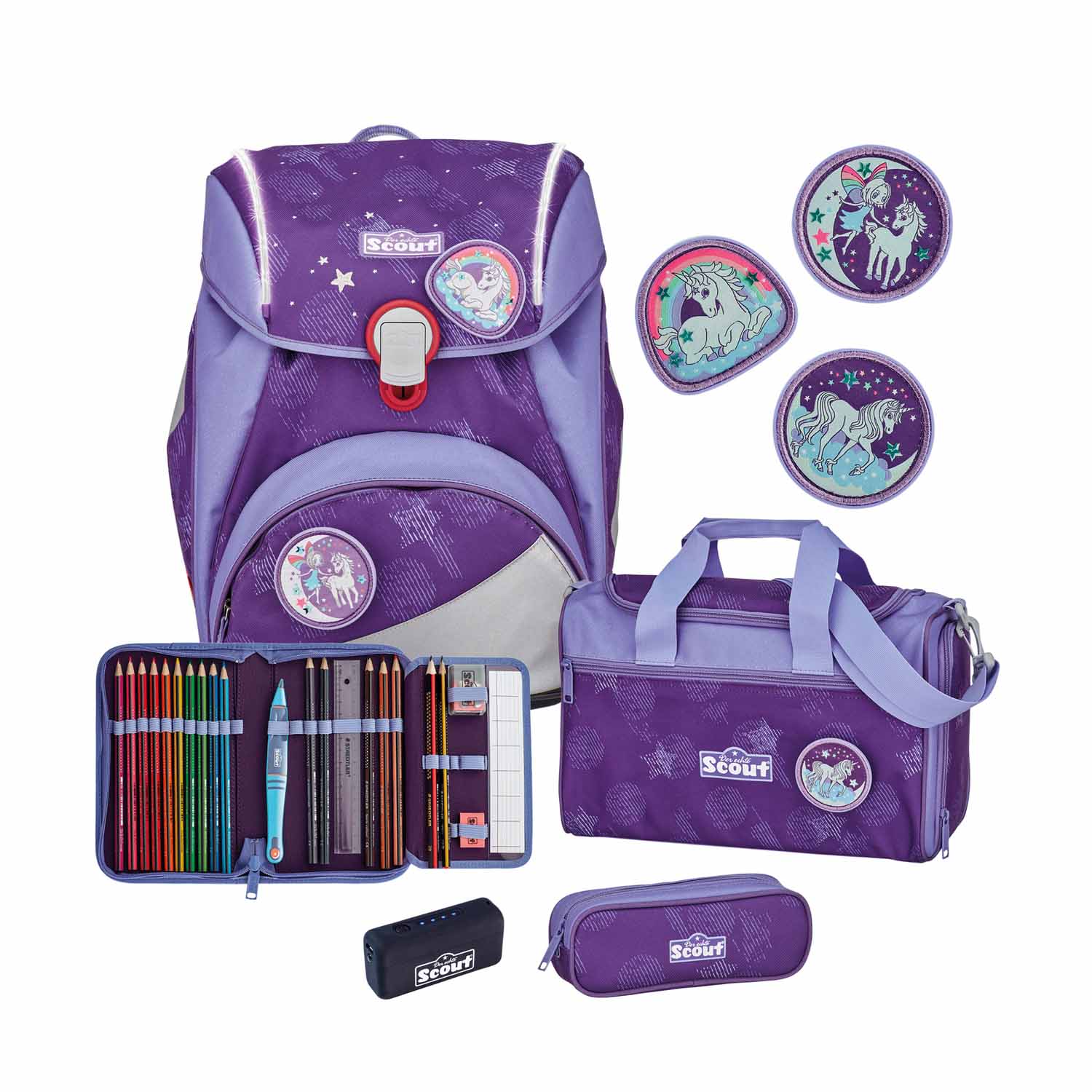 Scout Alpha Safety Light, 4-teilige Schulranzen-Set 2020/2021 Lila Luna |  jetzt online kaufen auf Koffer.de ✓