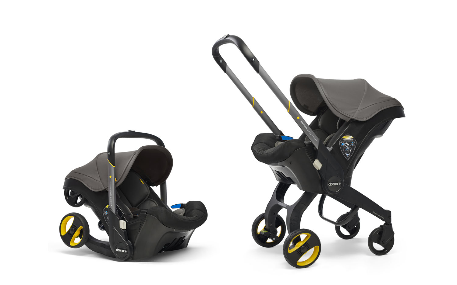 Doona Doona+ 2-in-1 Babyschale mit ausklappbarem Fahrgestell Grey Hound |  jetzt online kaufen auf Koffer.de ✓