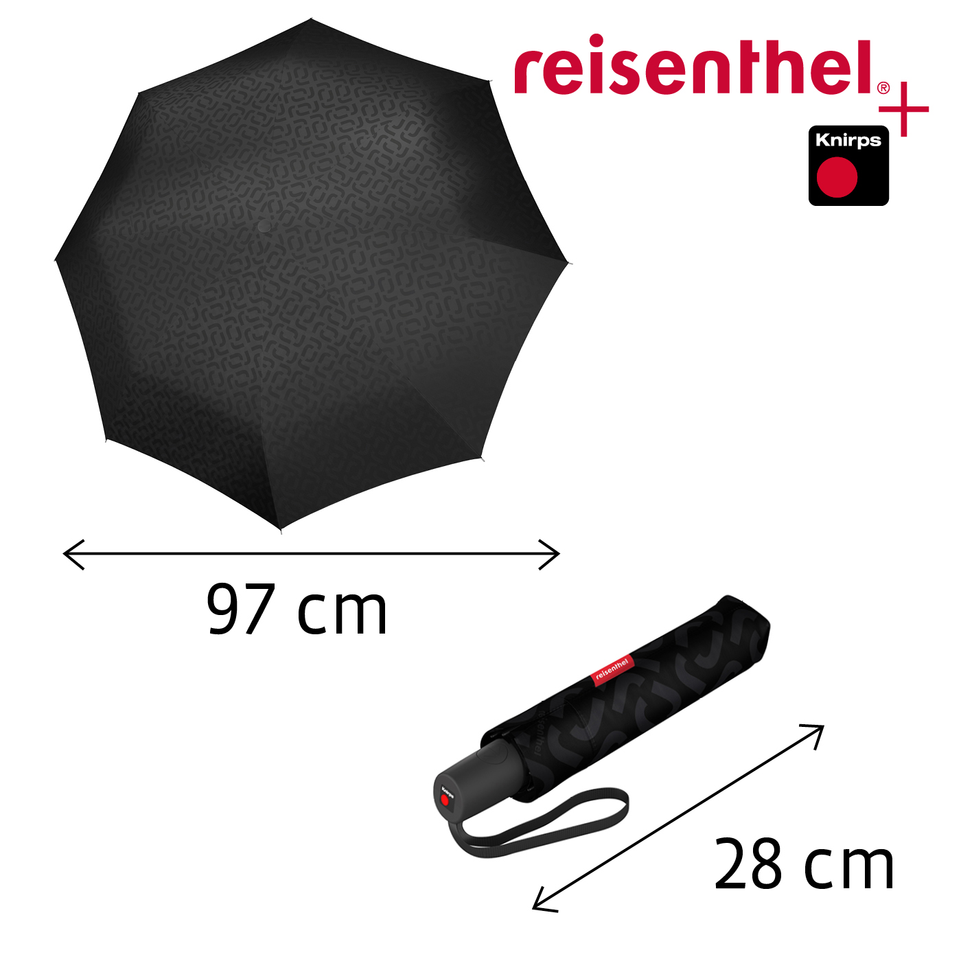 Reisenthel Knirps pocket duomatic Regenschirm signature black hot print |  jetzt online kaufen auf Koffer.de ✓